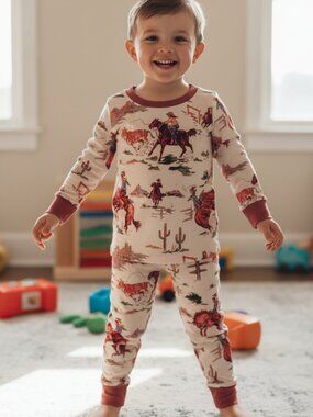 Kids Cowboy Pajamas – Vintage Rodeo Print PJs